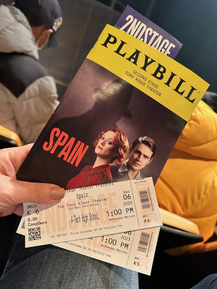 The Tickets that were required for the trip to the famous Broadway show Spain
